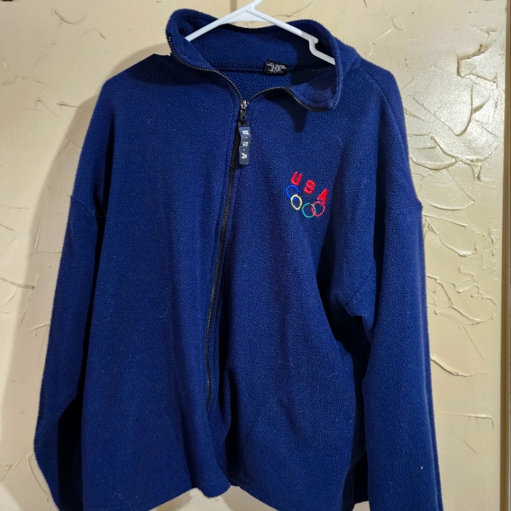 Vintage Usa olympic pull over sweater fleece coat jacket long sleeve shi…
